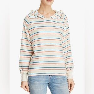 LNA Womens Brushed Carly Hoodie Multi Rainbow Stripe Size Medium